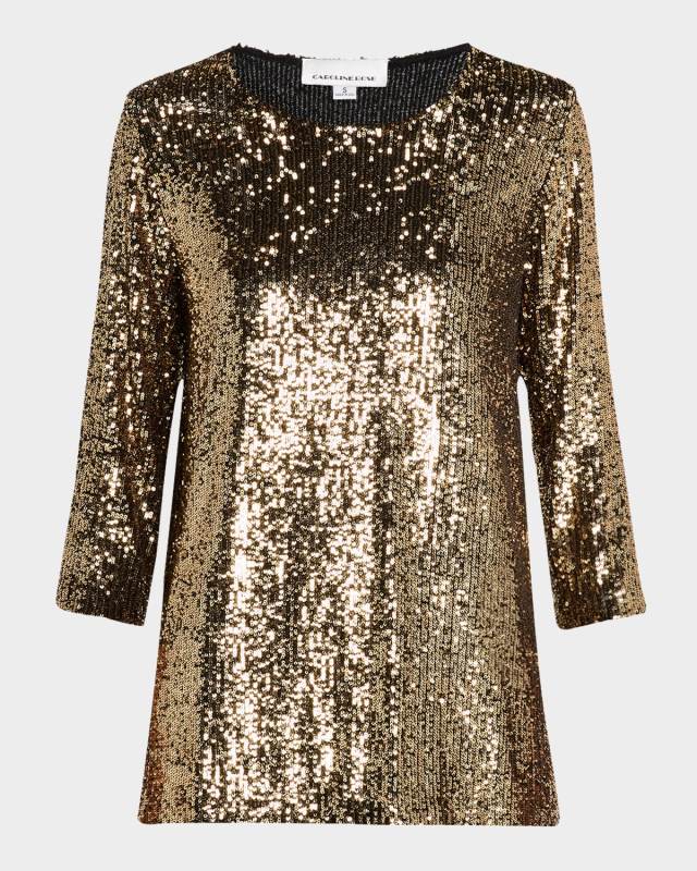 3/4-Sleeve Sequin Tunic